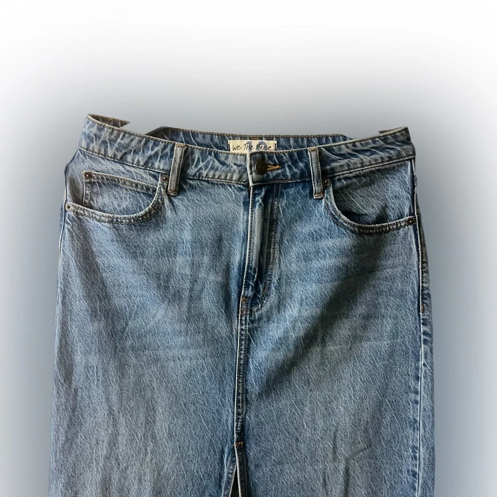We The Free Blue Straight Leg Denim Skirt
